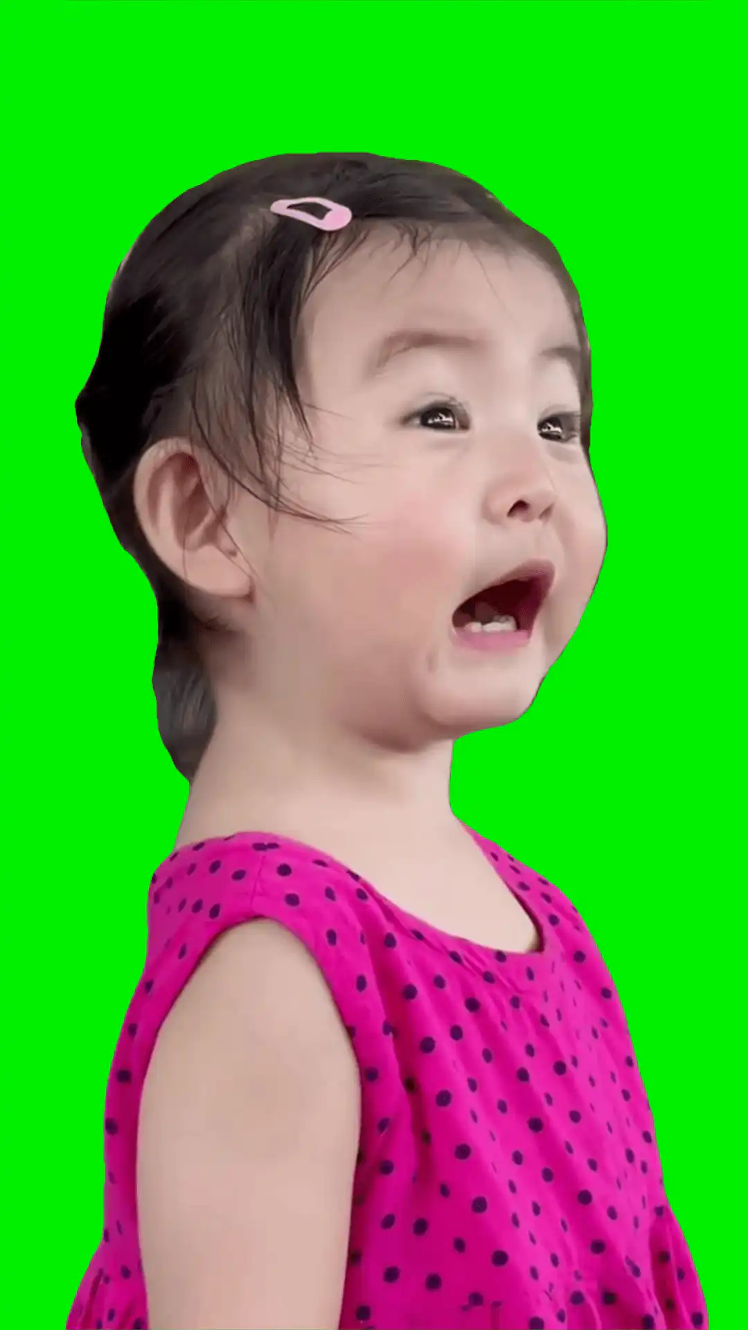 Girl says wow green screen