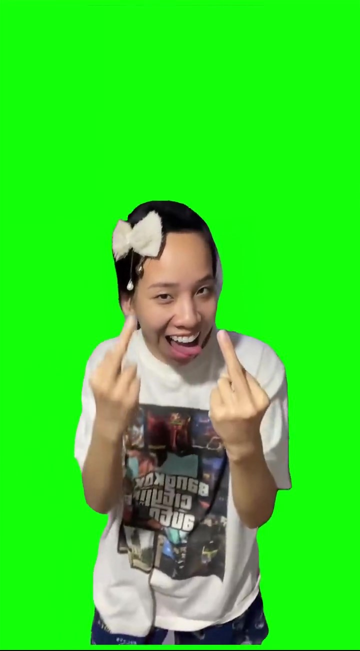 Girl showing off birds meme Green Screen