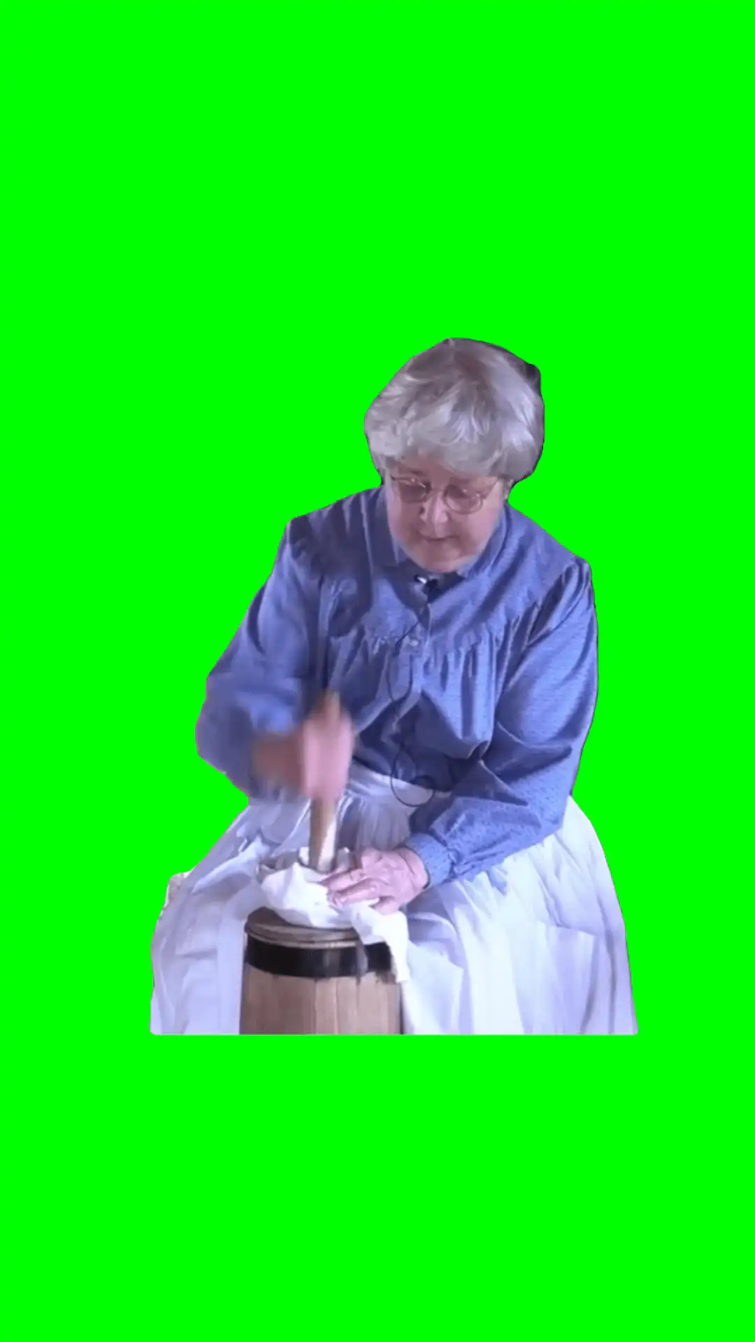 Grandma making butter green screen