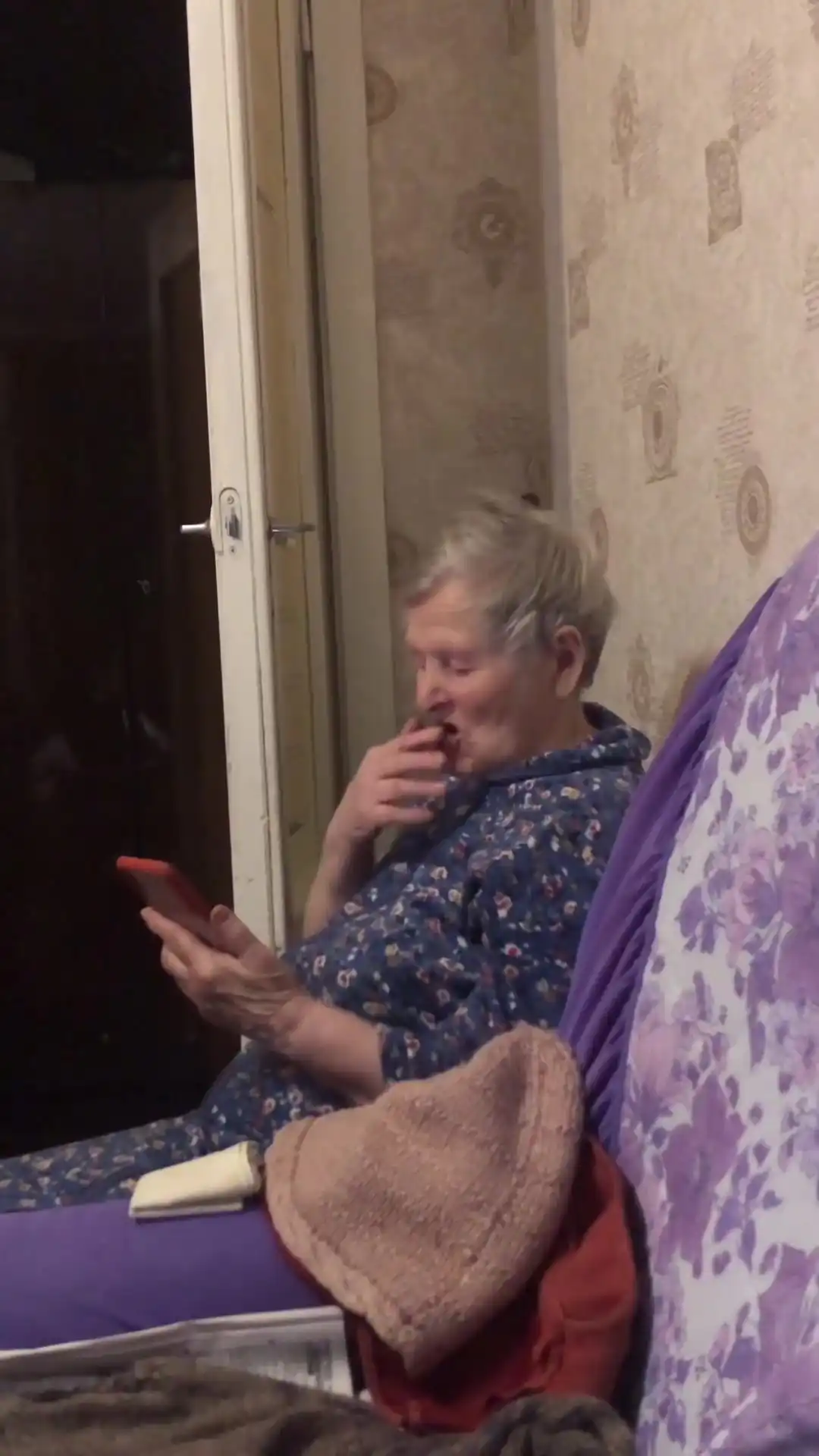 Grandma swiping her phone meme