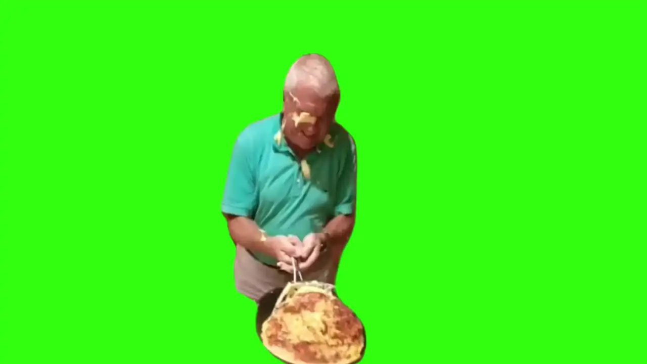 Grandpa flipping food gets spilled meme green screen