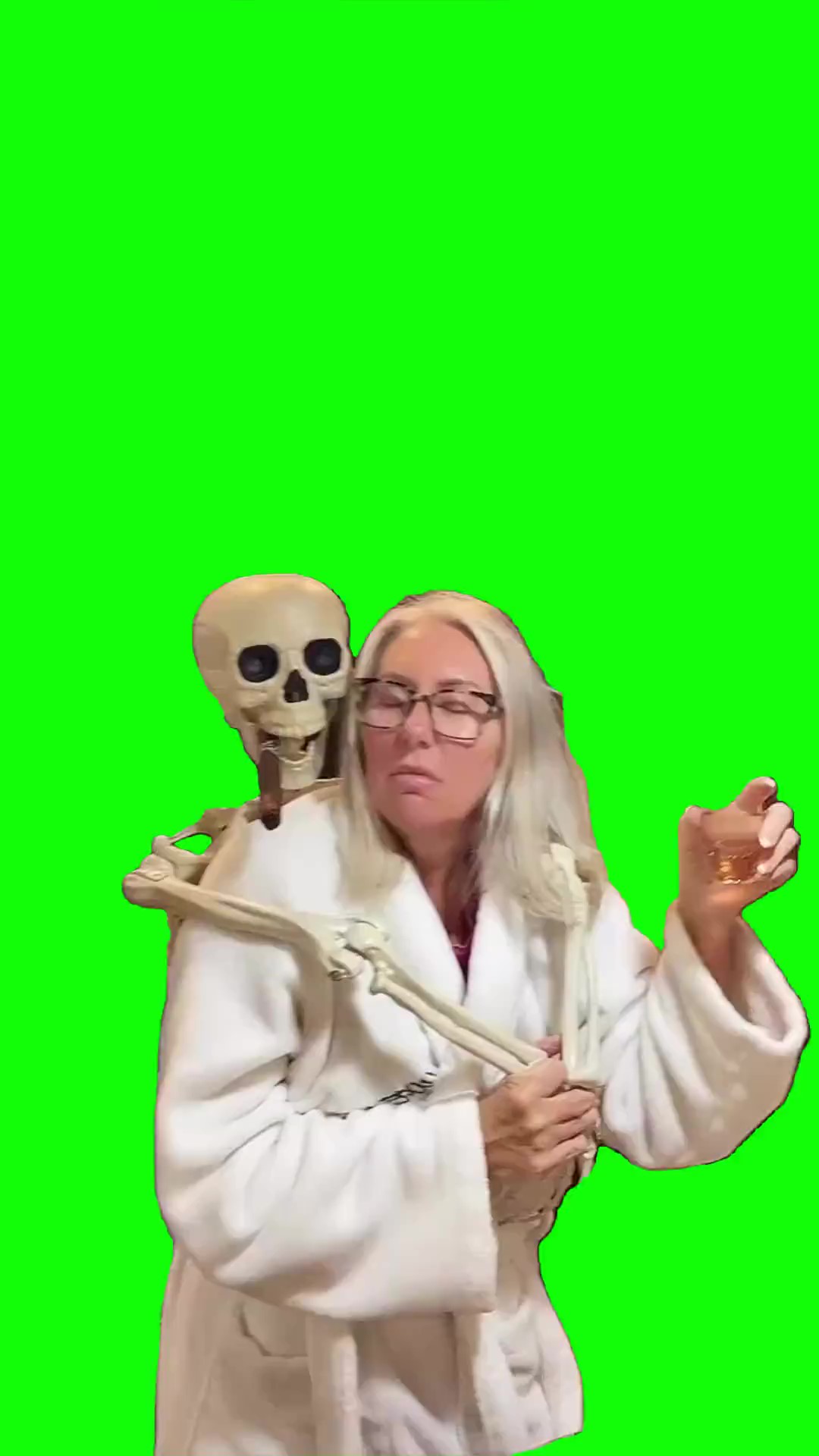 Granny Dancing with Skeleton Green Screen Meme