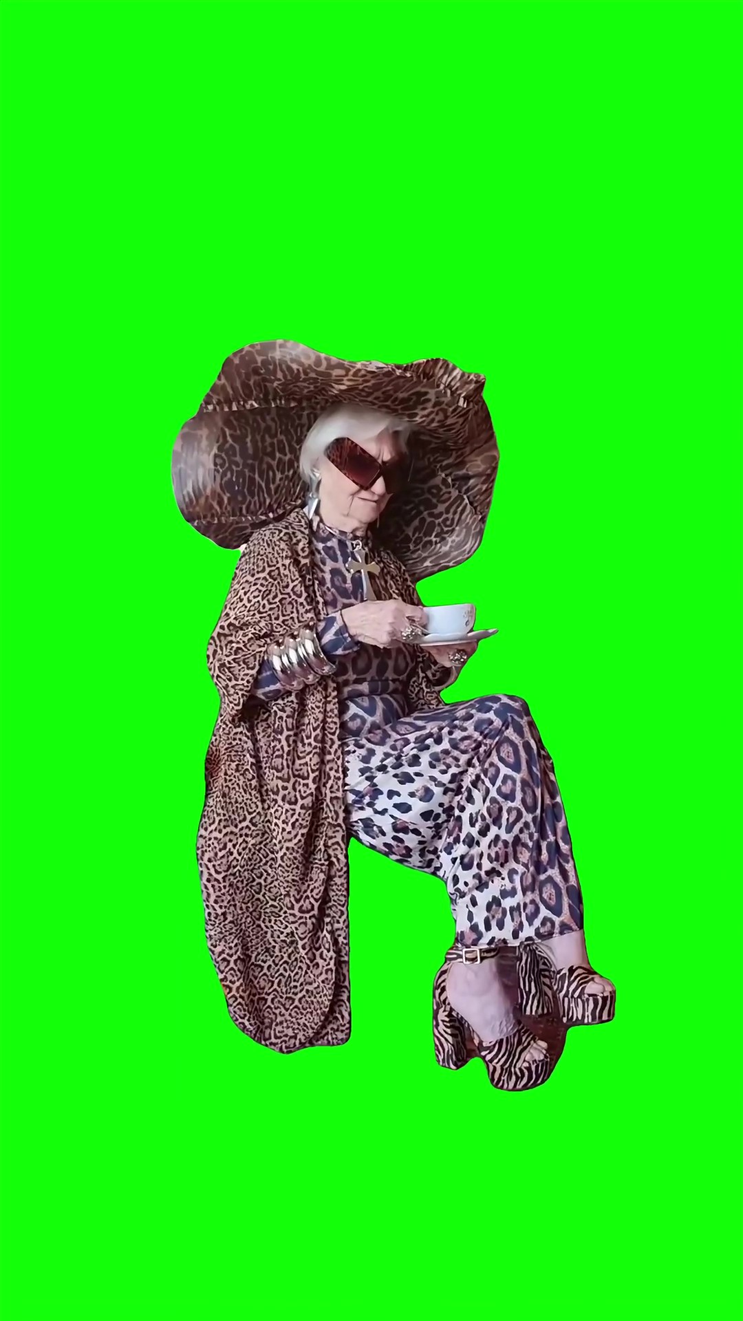 Granny Drinking Coffee Green Screen Meme