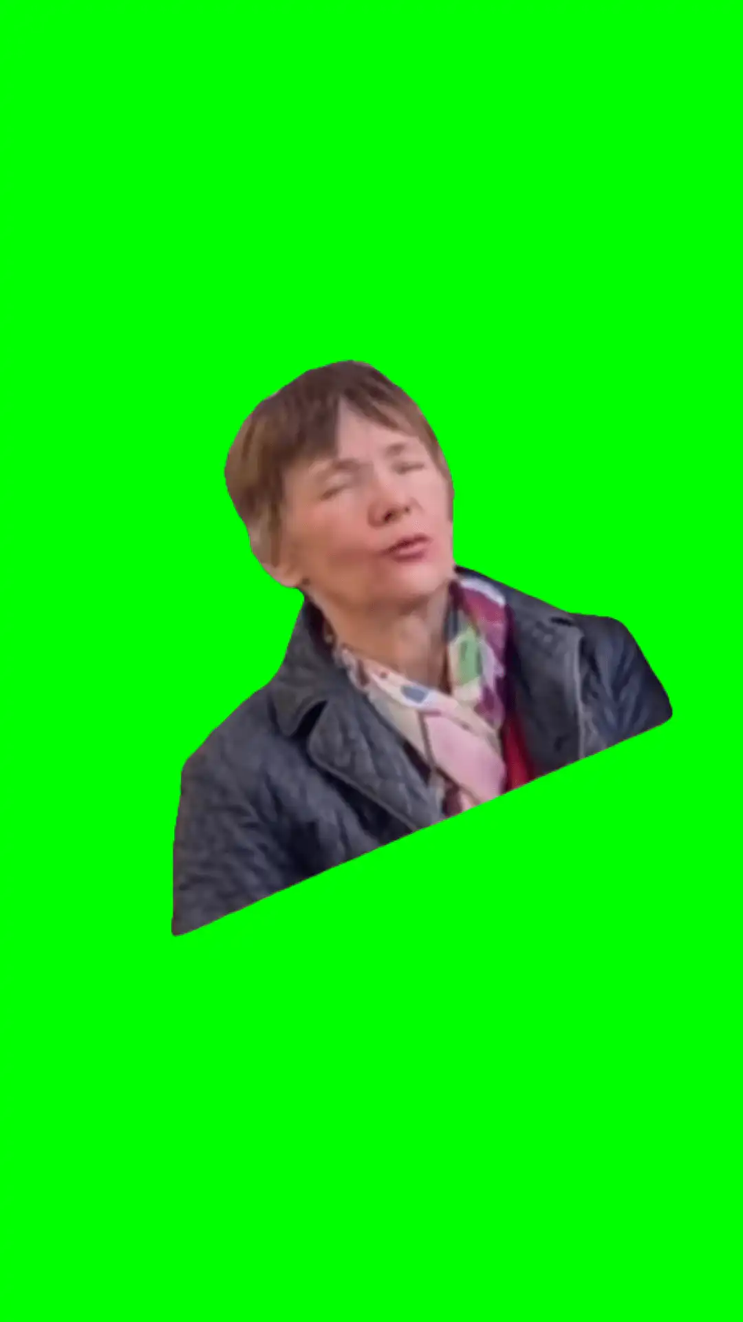 Granny mewing green screen