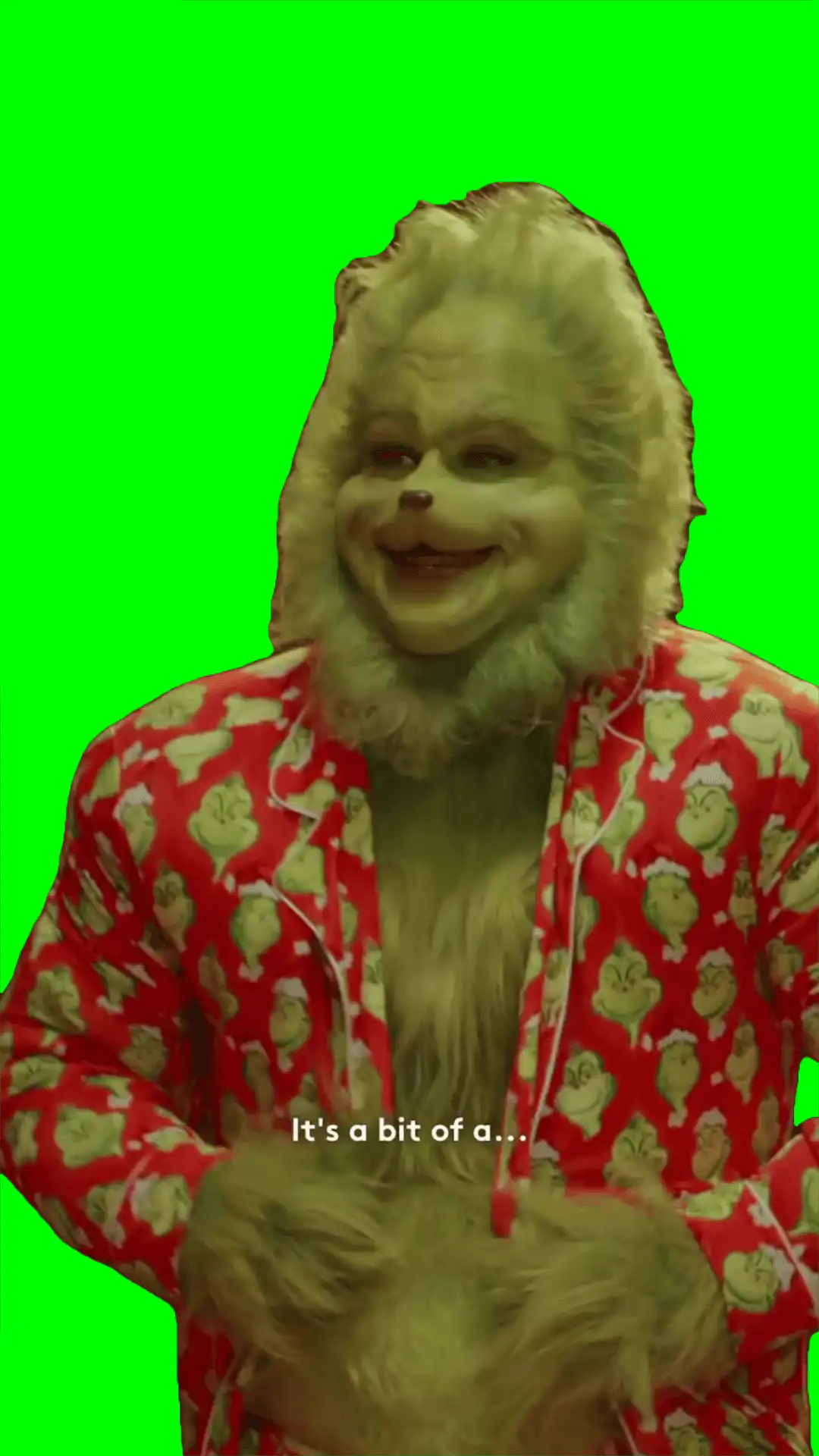 Grinch Cant fit in clothes green screen