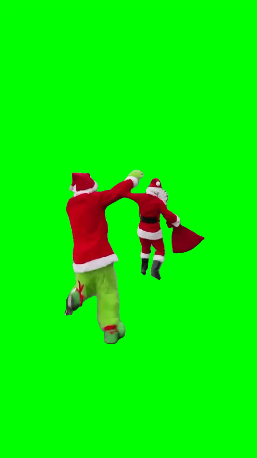 Grinch chasing santa meme green screen