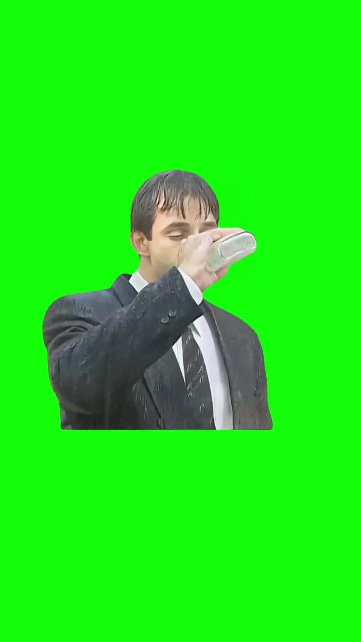 Guy drinking out of a bottle Meme Green Screen