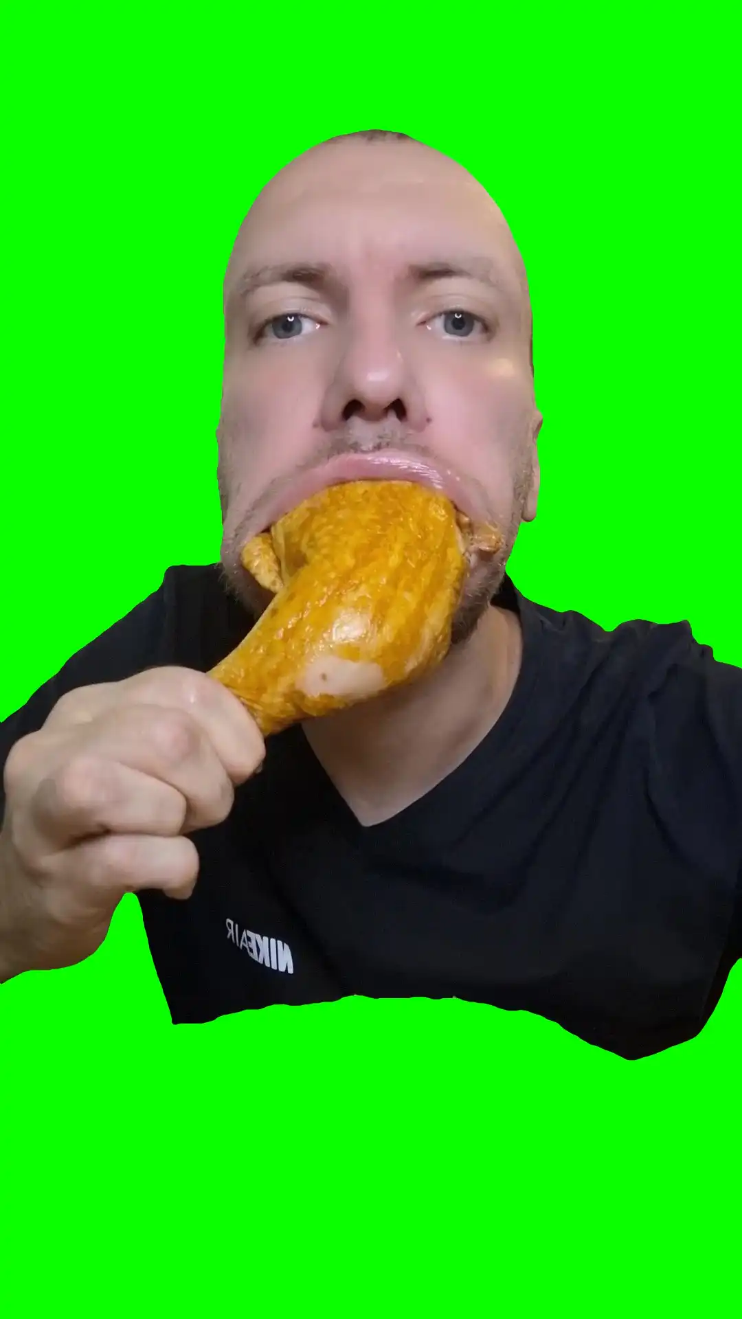 Guy Eating Chicken meme green screen