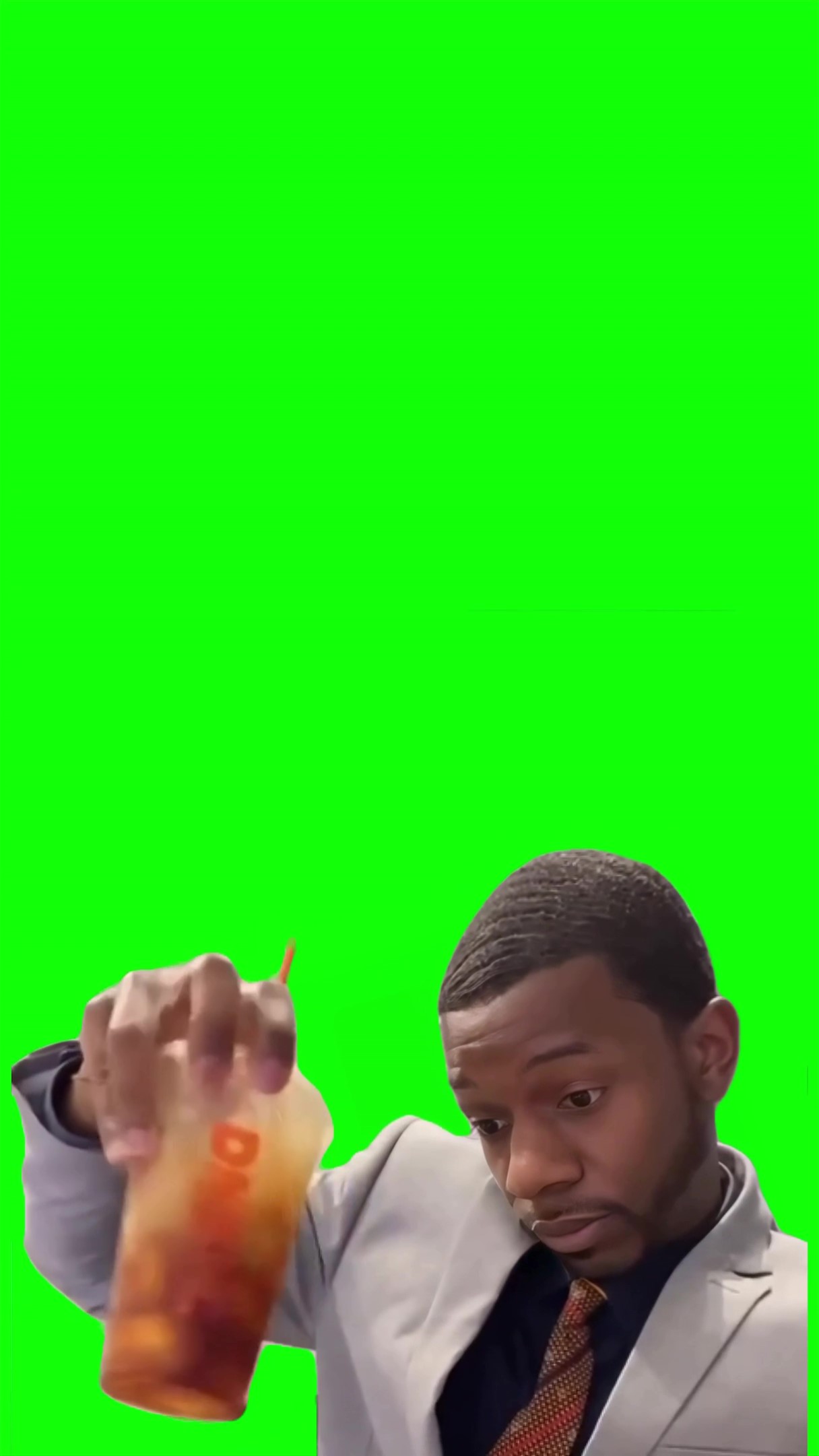 Guy shaking coffee drink Meme Green Screen