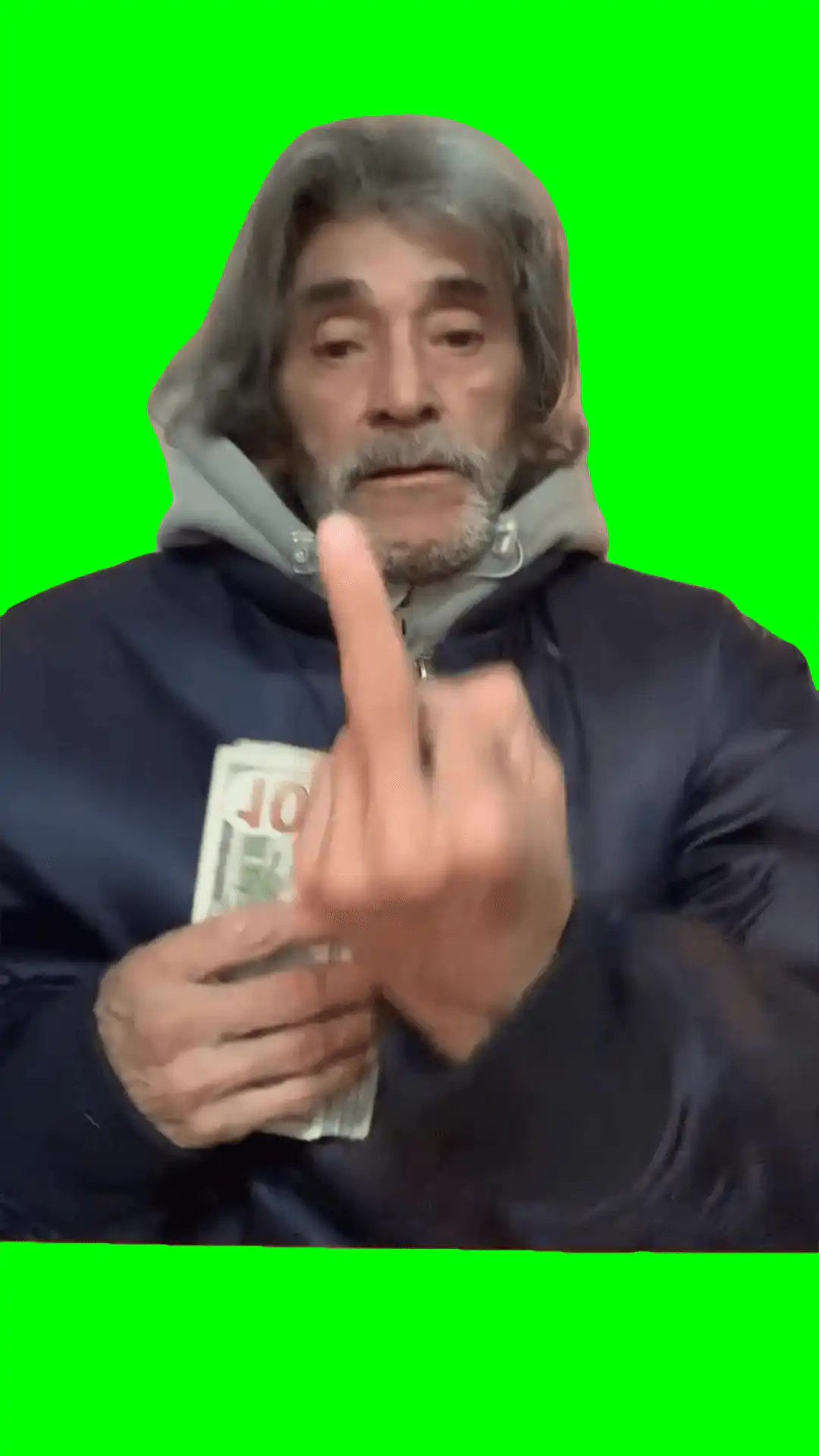 Guy shows off his koney stack meme green screen