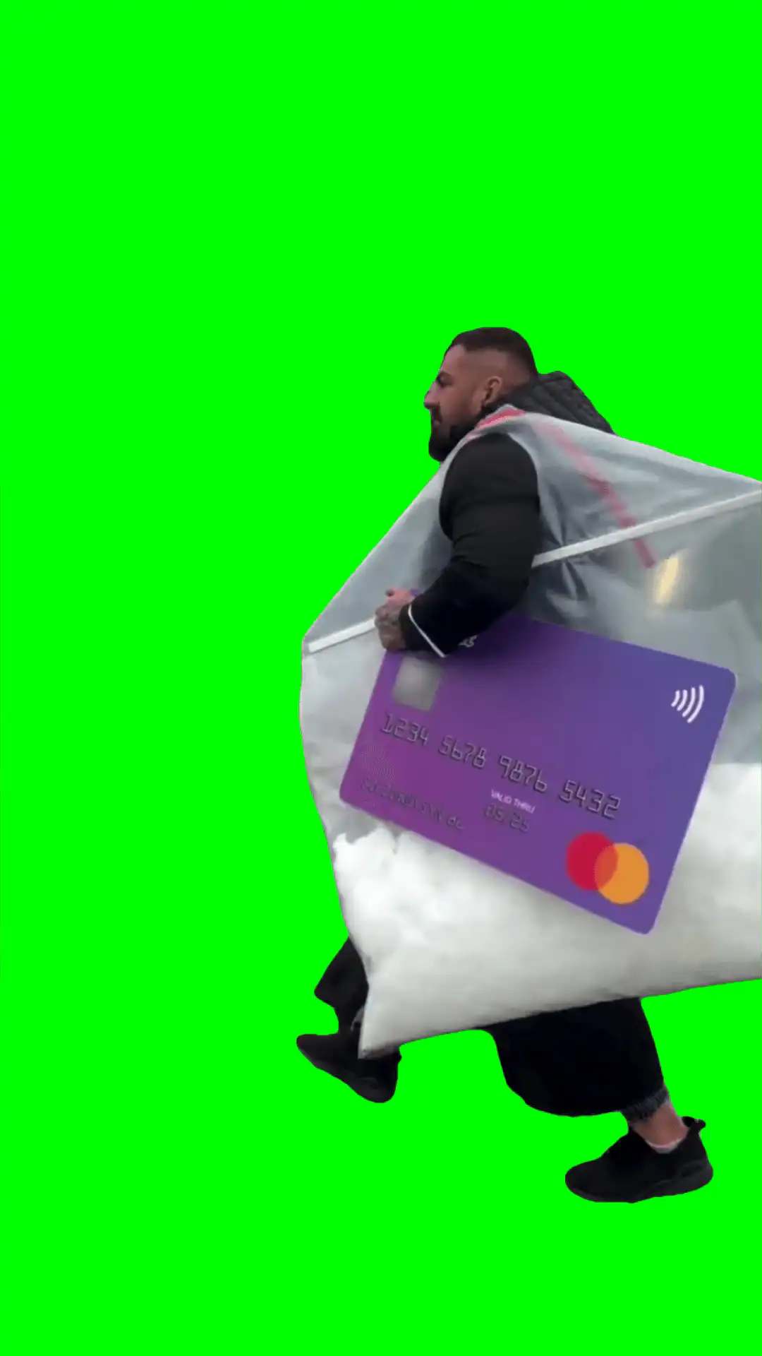 Guy with a big bag Meme Green Screen