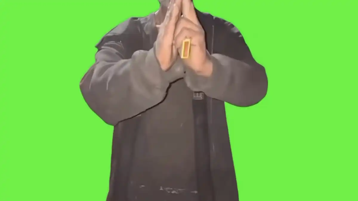 Homeless man karate dancing green screen