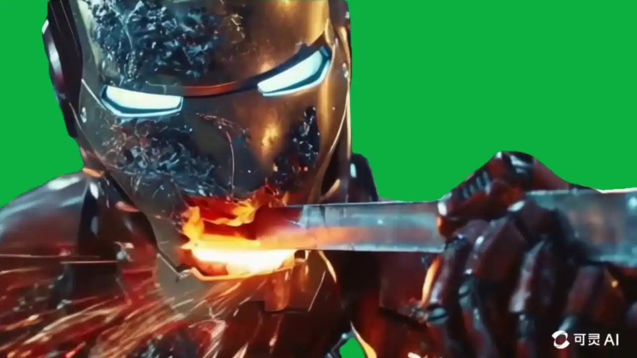 Iron Man eating Iron Green Screen
