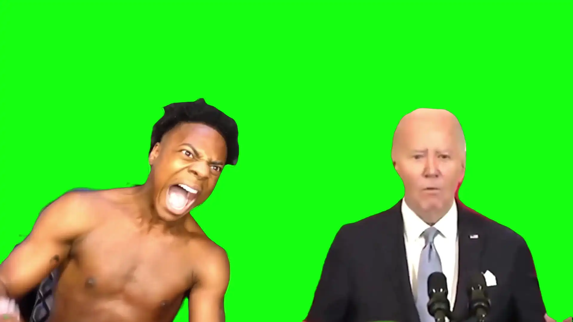 Ishowspeed and Joe biden Laughing meme Green Screen
