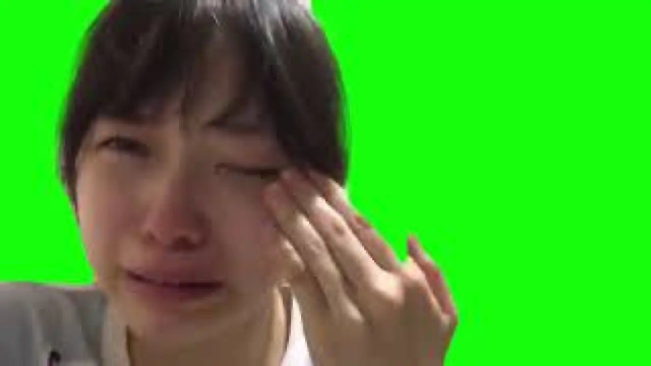 japanese Woman I Have No Money hahehe Crying and Laughing Green Screen
