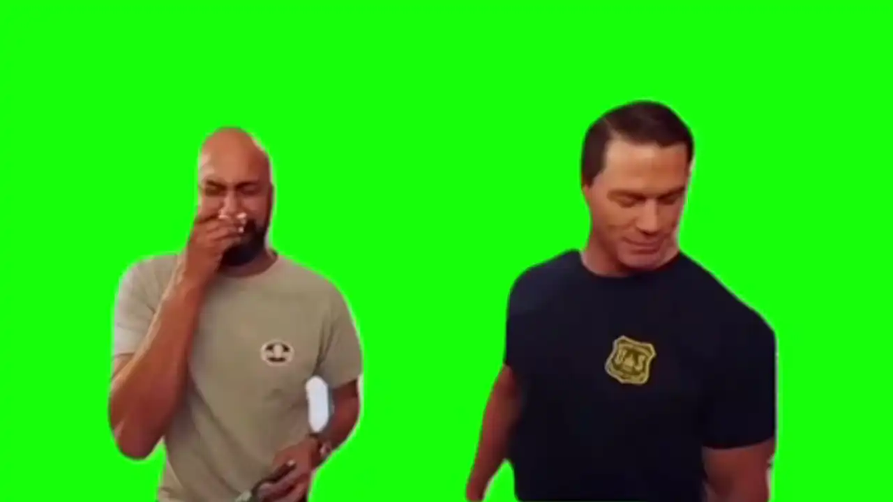 John cena laughing meme green screens