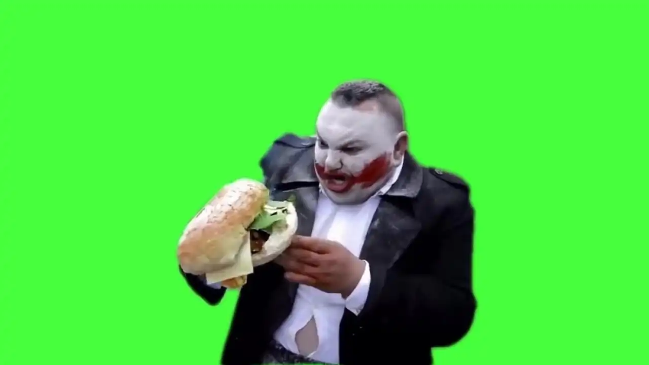 Joker crazy hamburger meme green screen