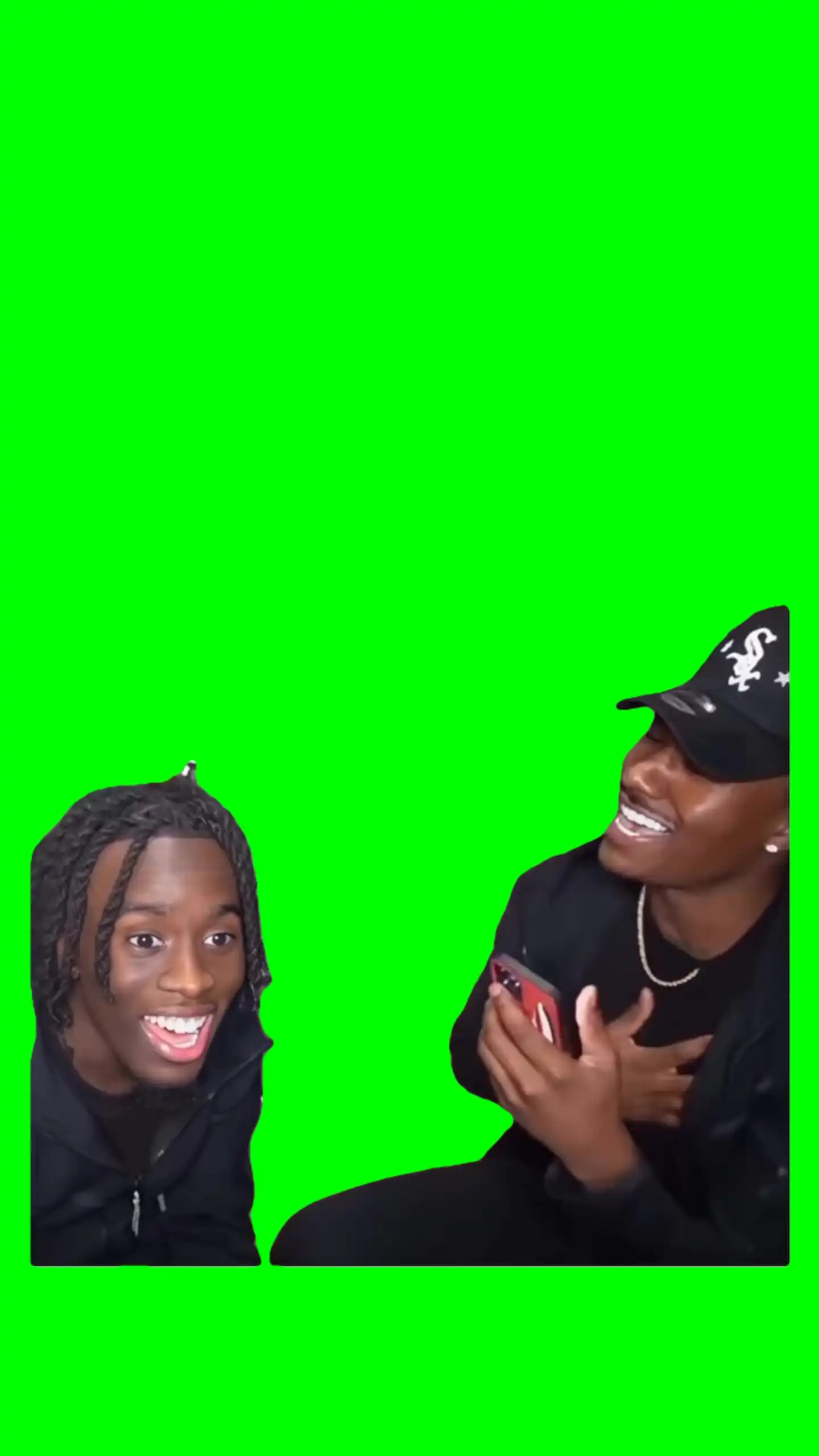 Kai Cenat burst laughing green screen