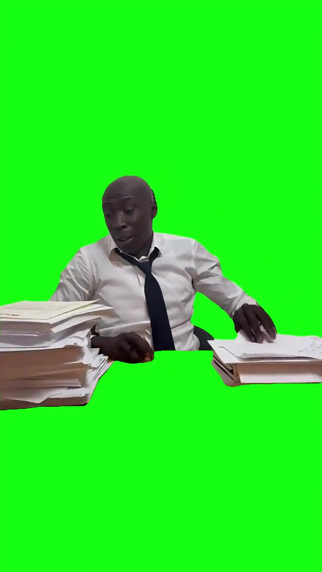 Khaby looking at stack of paper Green Screen Meme