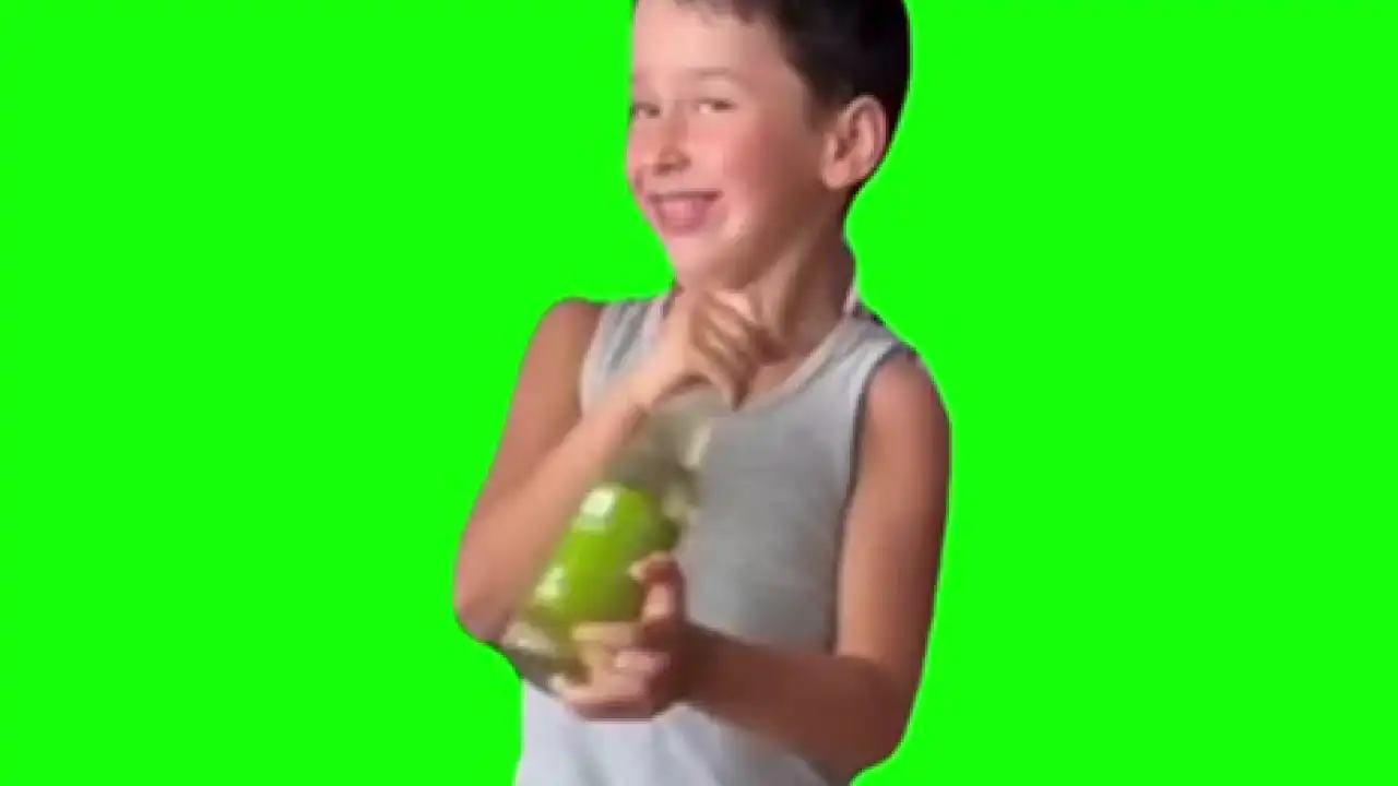 kid Dancing with Bottle Meme green screen