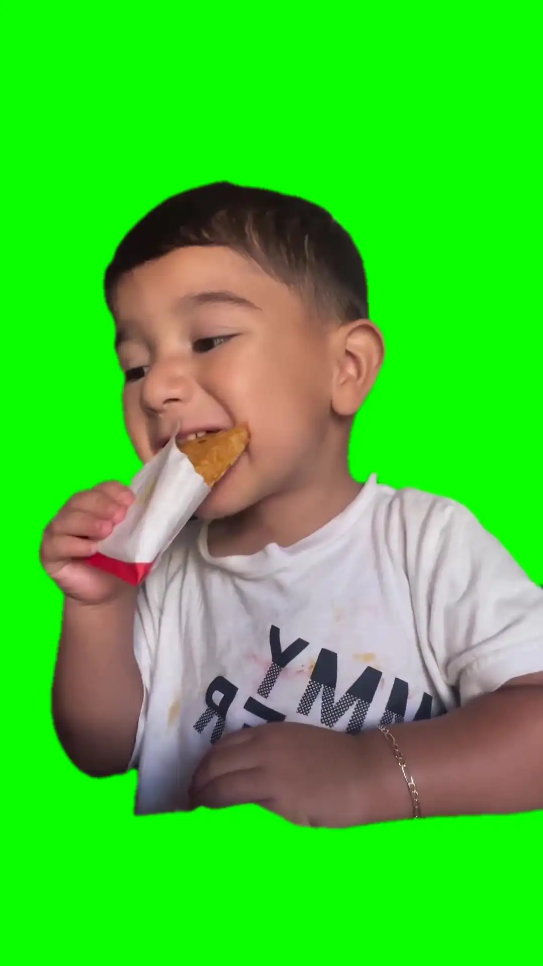 Kid eating McDonalds green screen