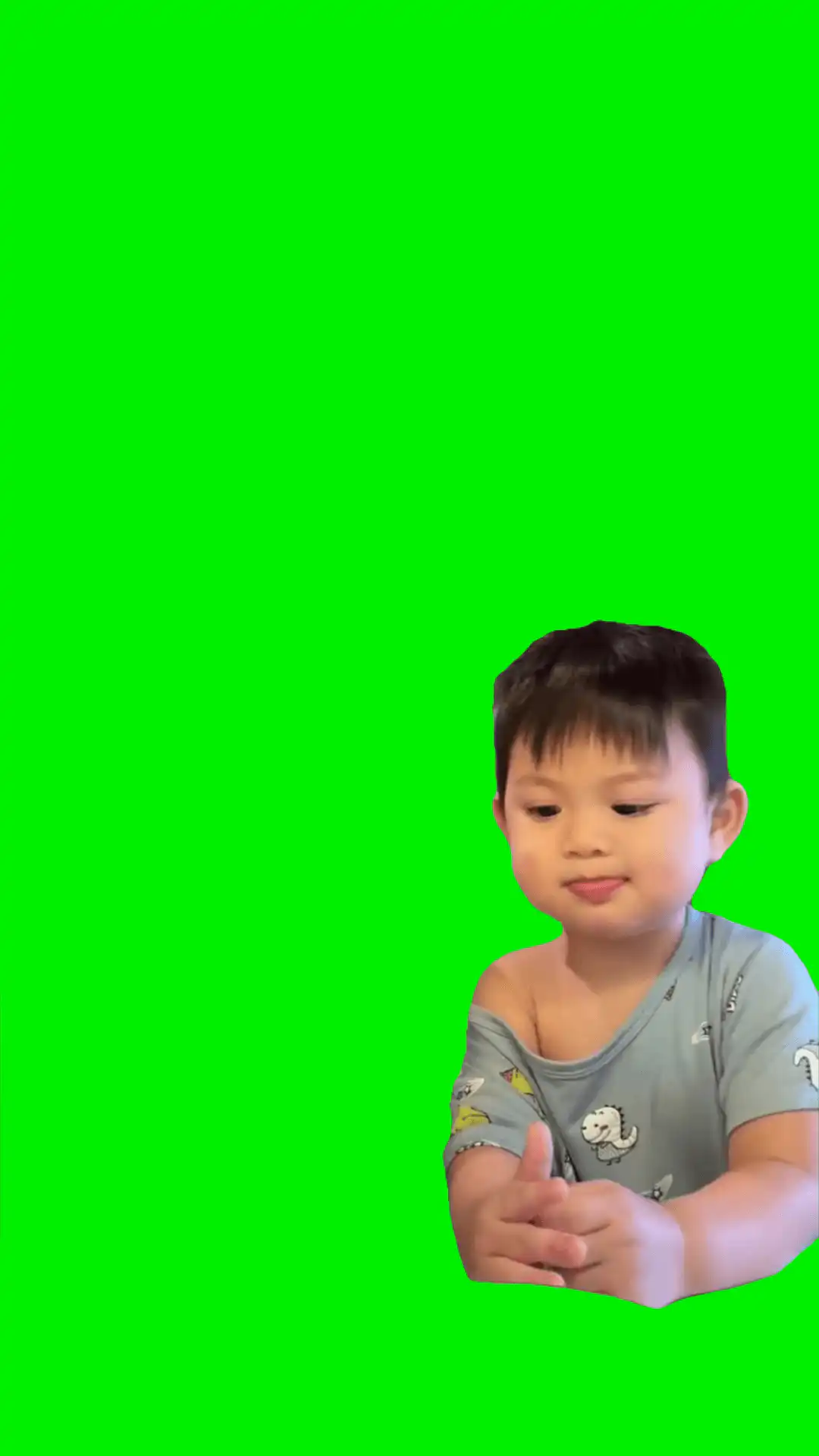Kid gags green screen