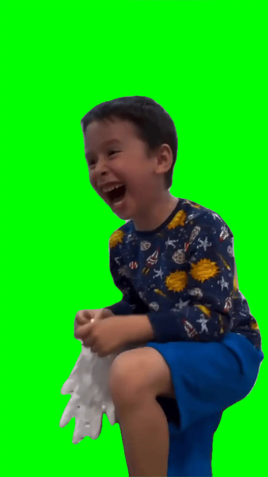Kid laughing green screen