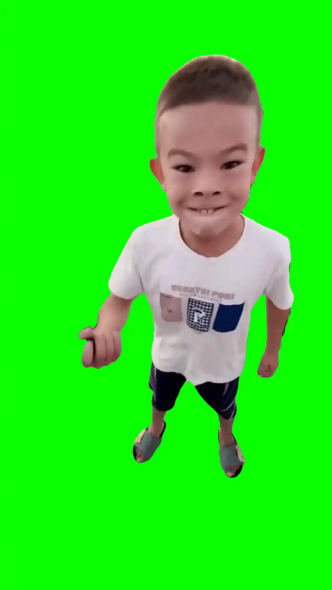 Kid revving a bike meme green screen