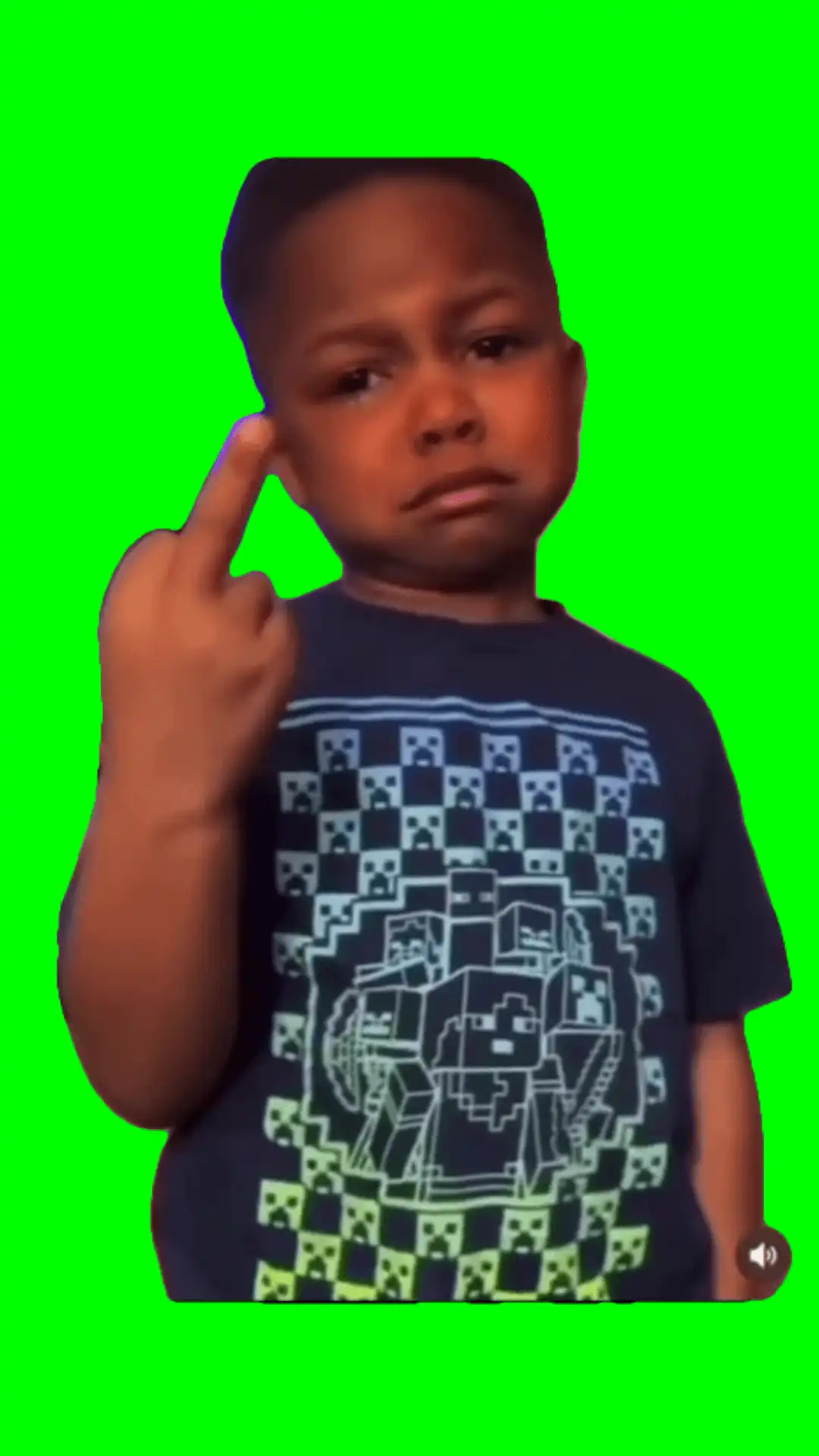 Kid showing a finger green screen