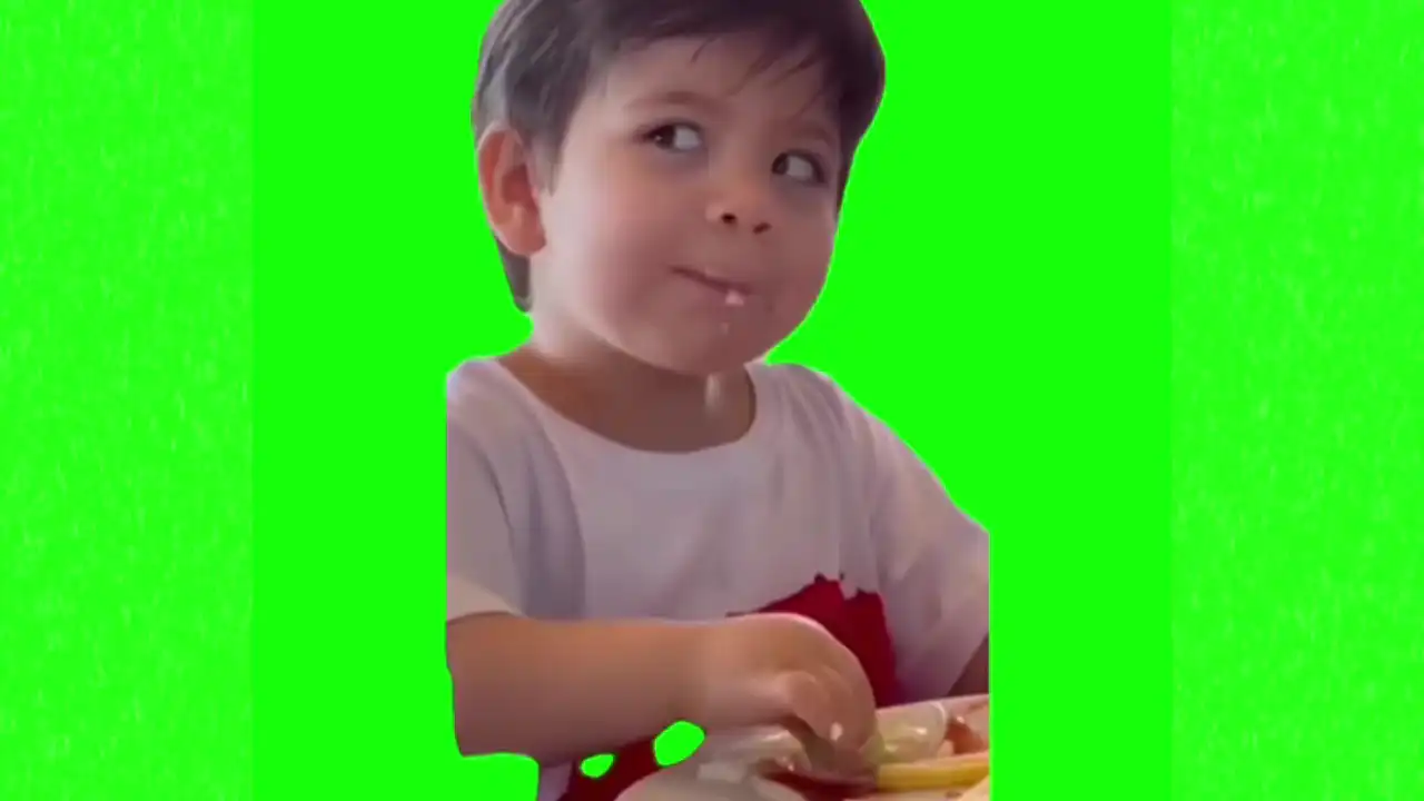Kid smirking meme green screen