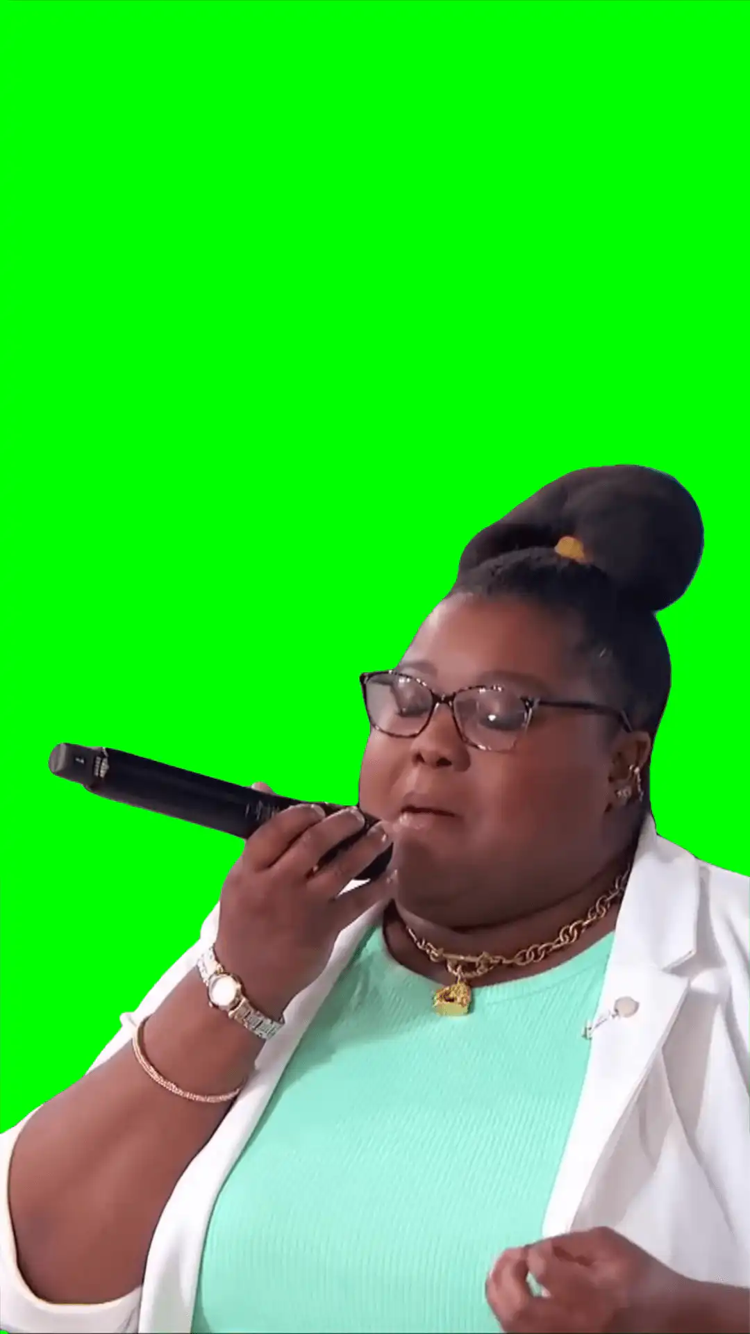 lady beatboxing and singing meme green screen