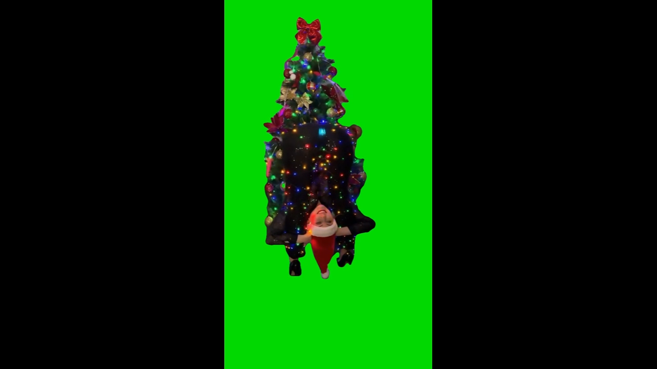 Lady Christmas Tree Green Screen Meme Template