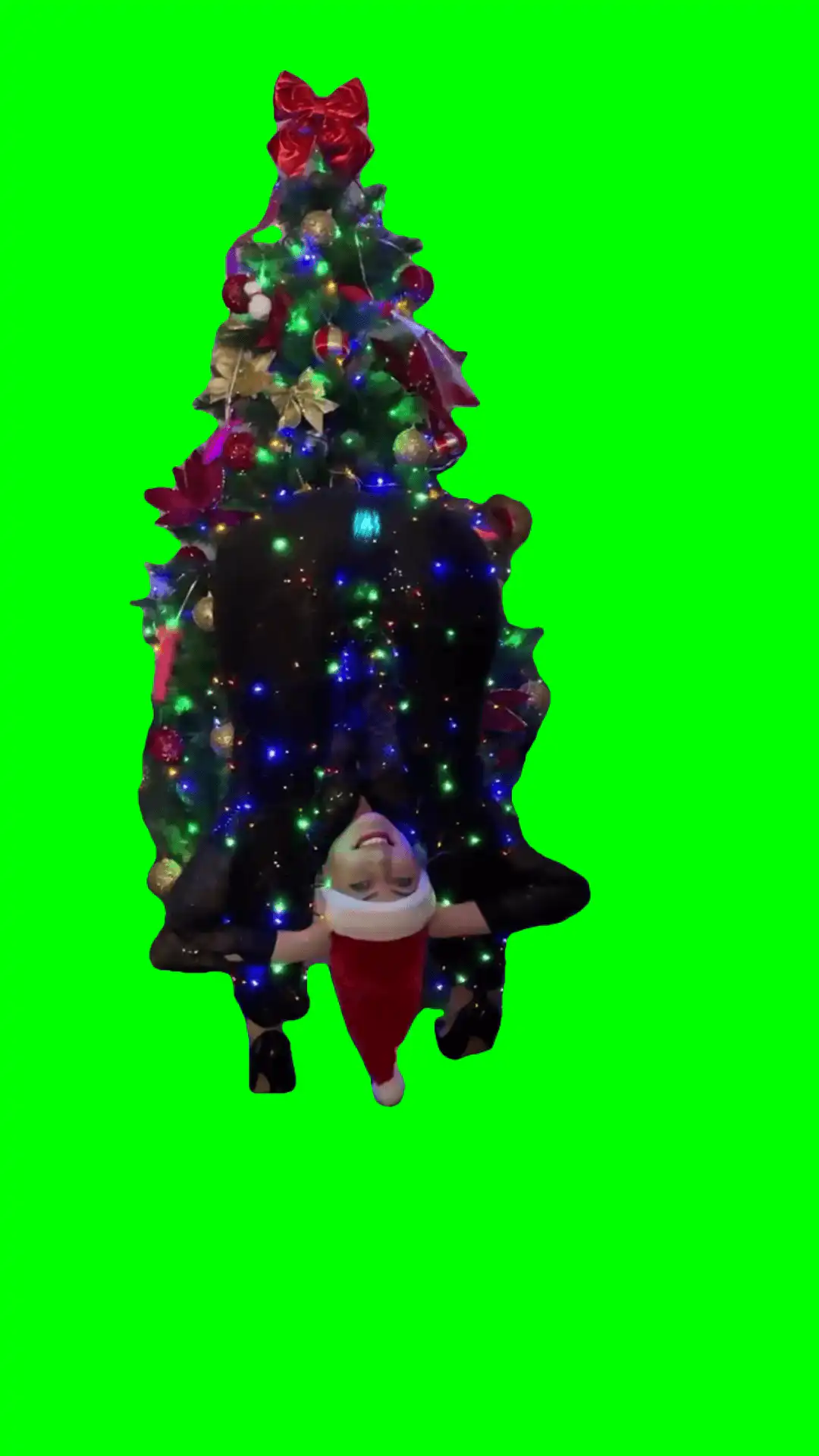 Lady Christmas Tree Green Screen