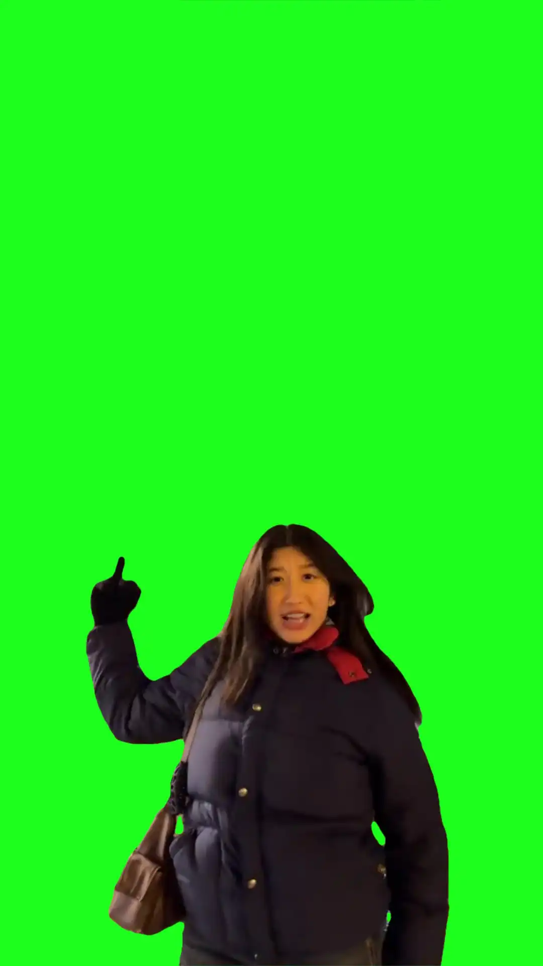 Lady flipping off the screen