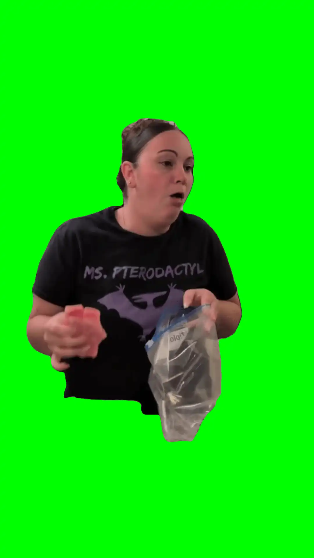 Lady gagging green screen