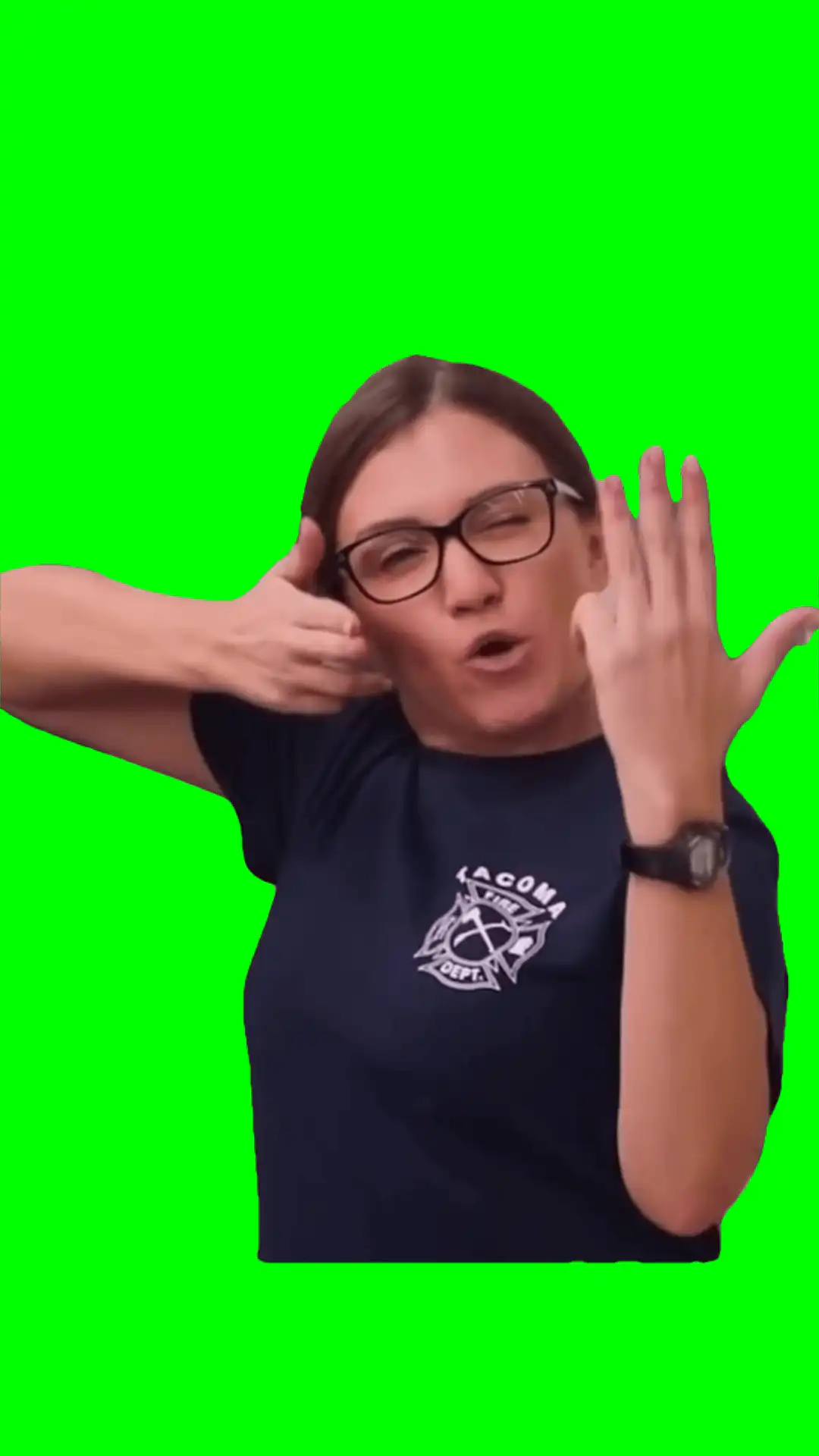 Lady showing the bird meme green screen