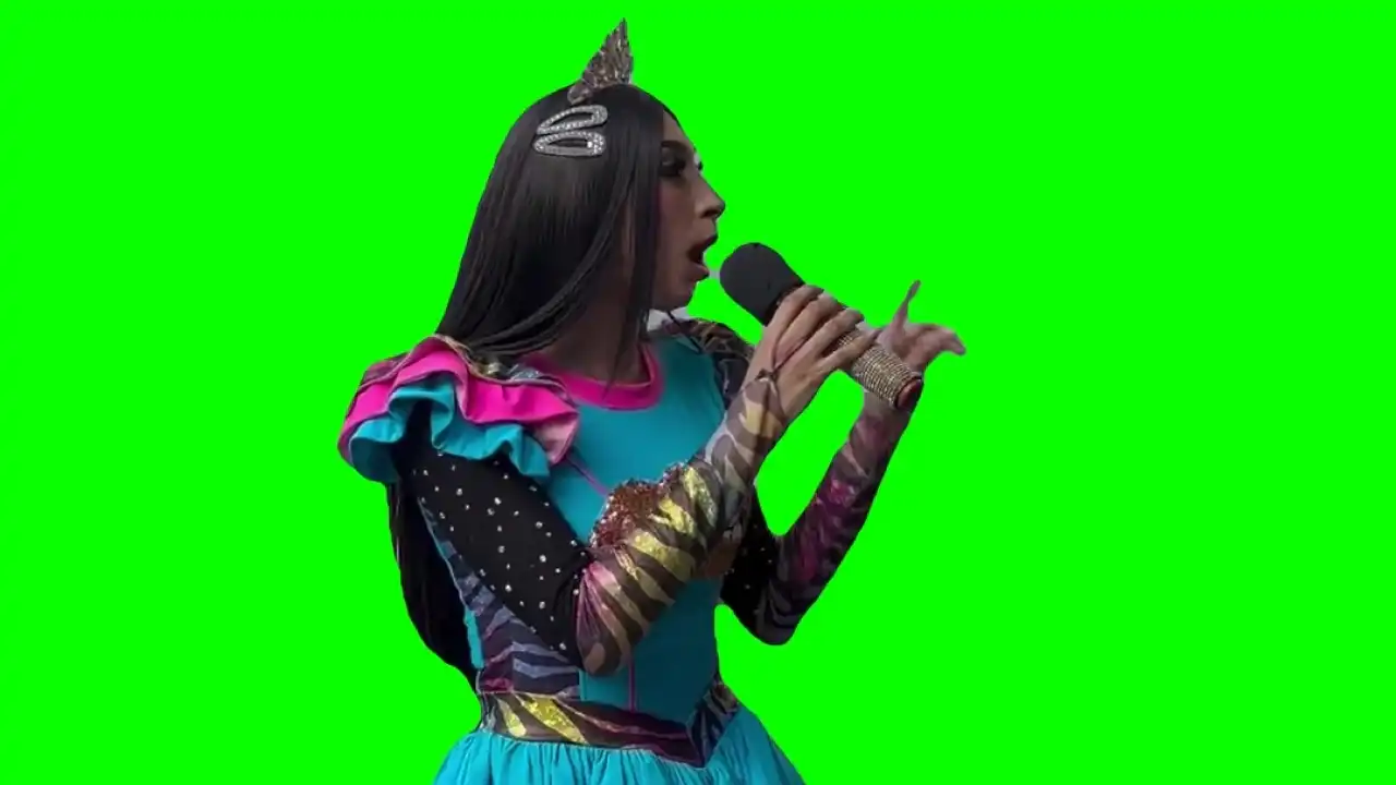 Lady speaking Gibberish Meme Green Screen