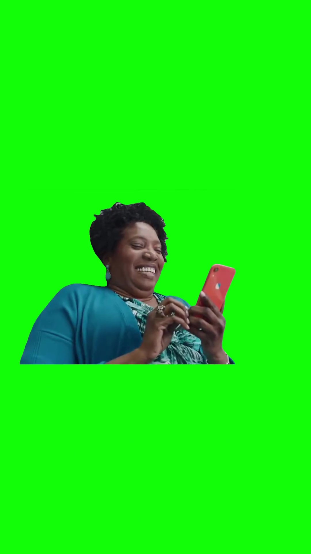 Laughing at her phone Green Screen Meme
