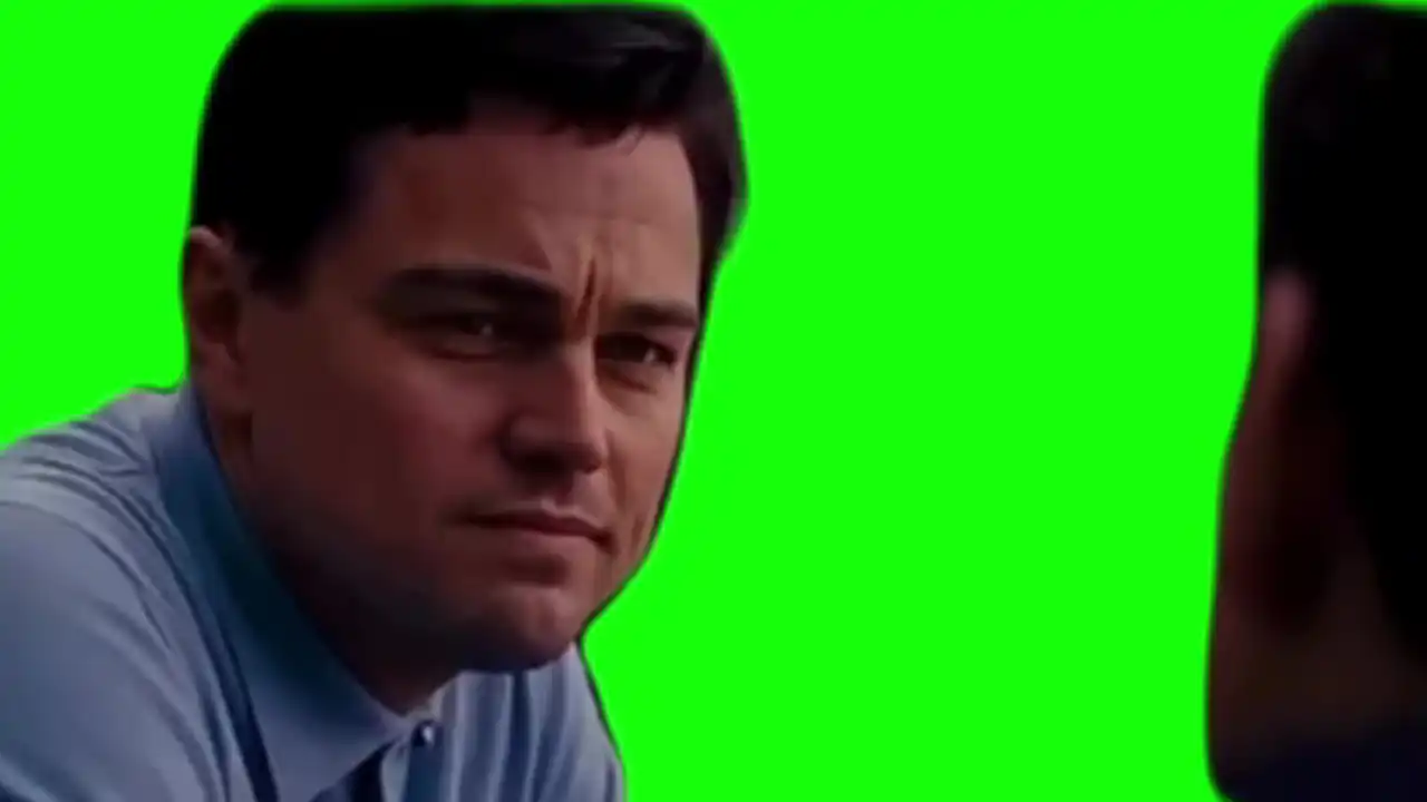 Leonardo DiCaprio hugging meme green screen