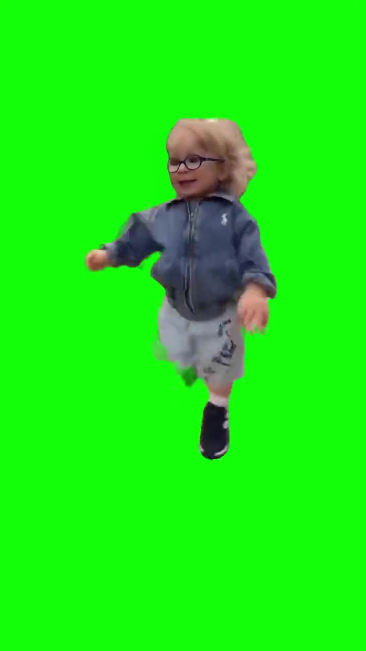 Little boy running meme Green Screen