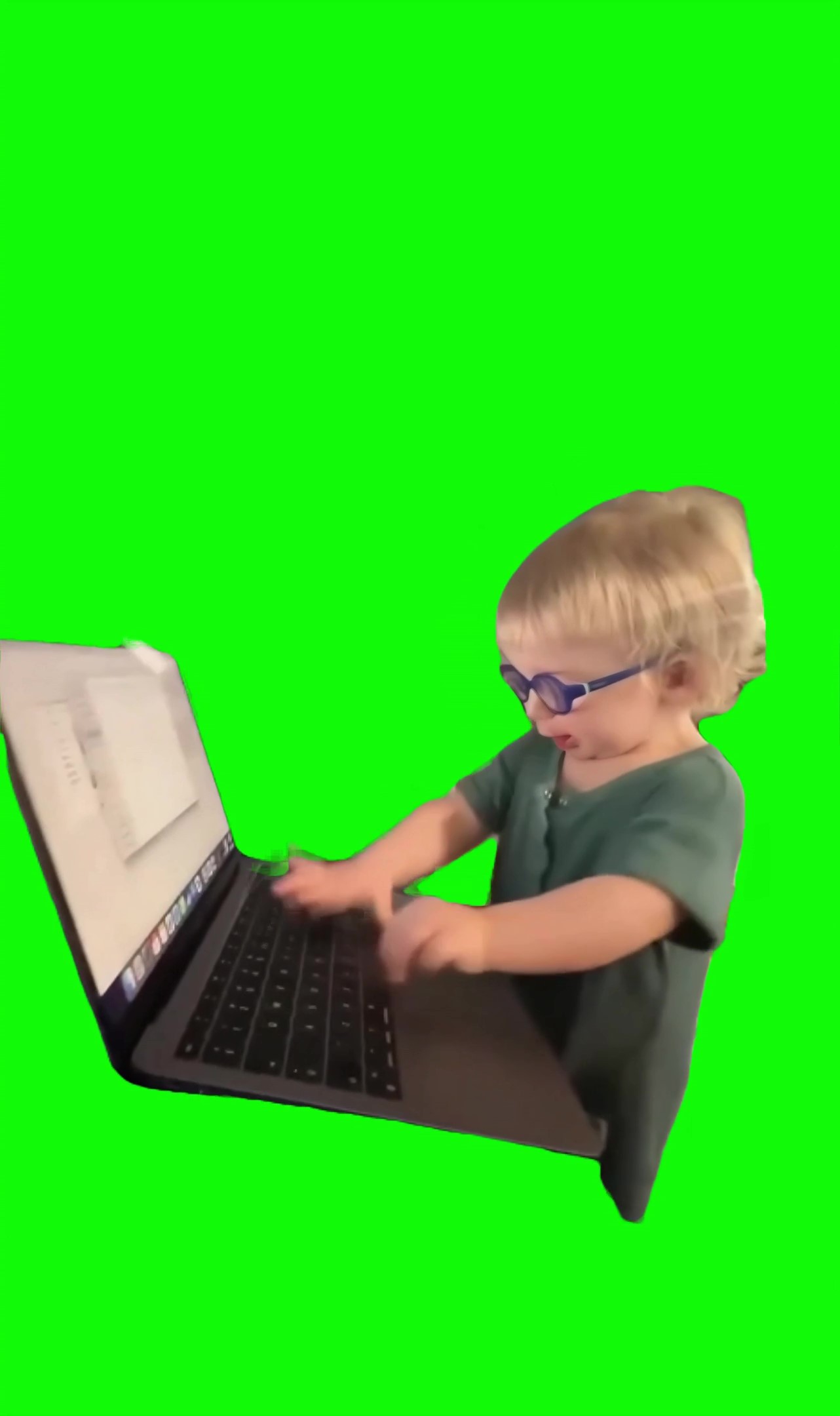 Little girl Agrresive Typing Meme Green Screen