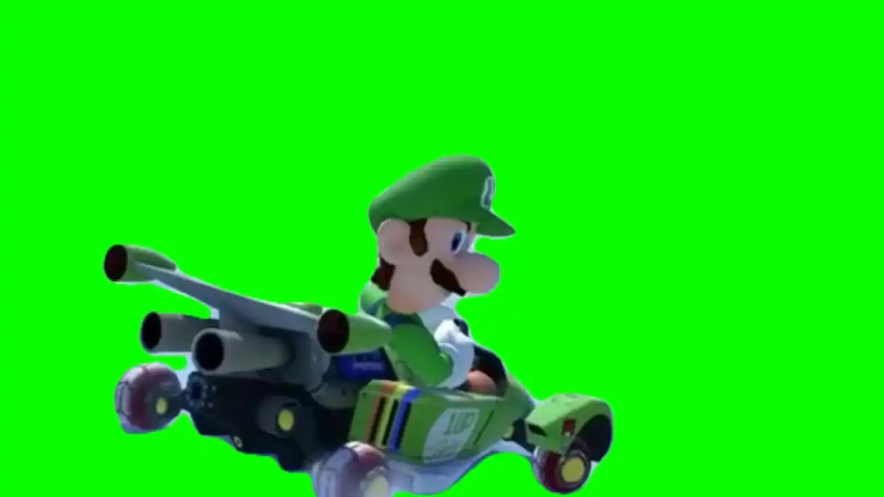 Luigi passing slower driver meme green screen