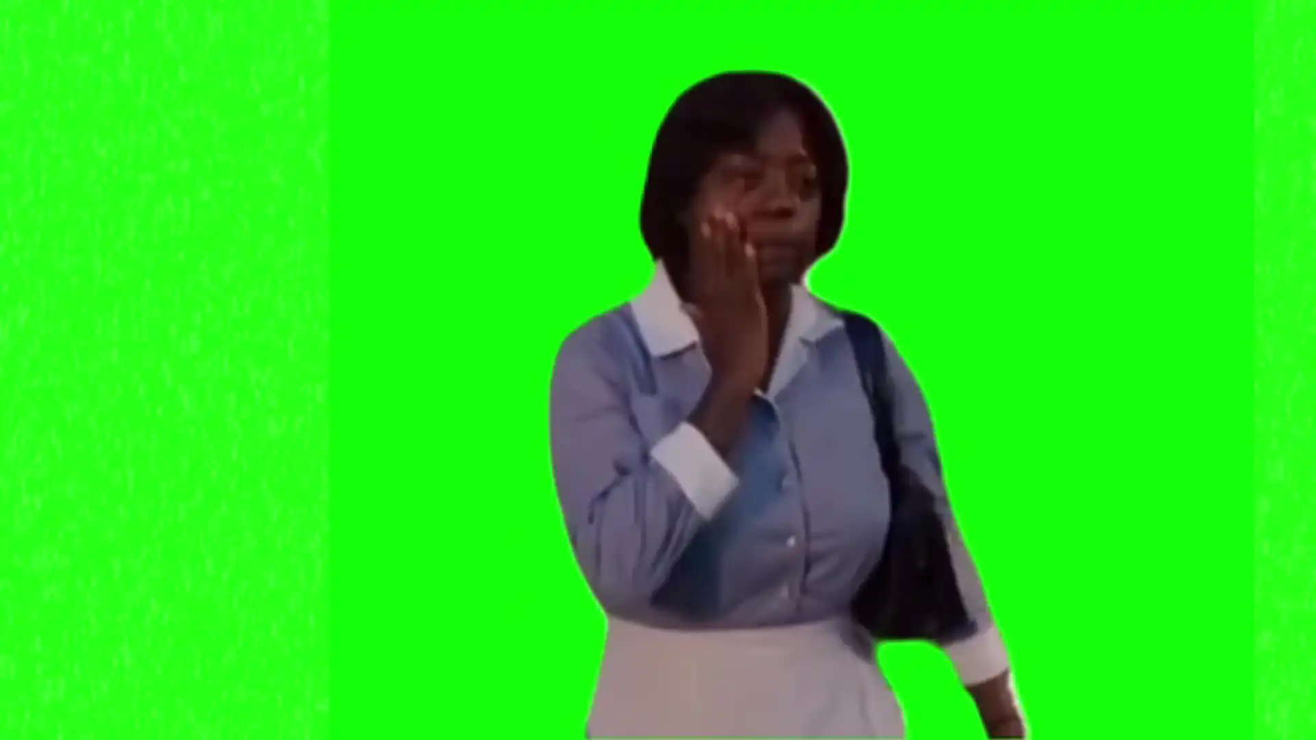 Maid walking crying meme green screen