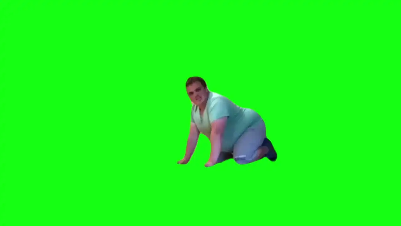 Man bouncing on floor meme Green Screen