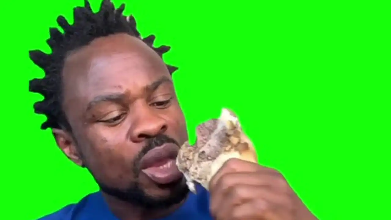 Man Eating Bone Meme Green screen