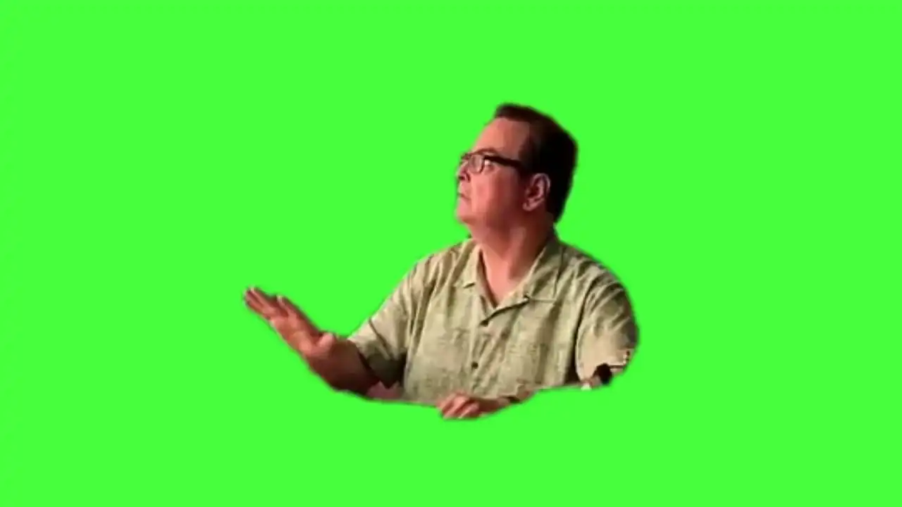 Man flipping a bird meme green screen