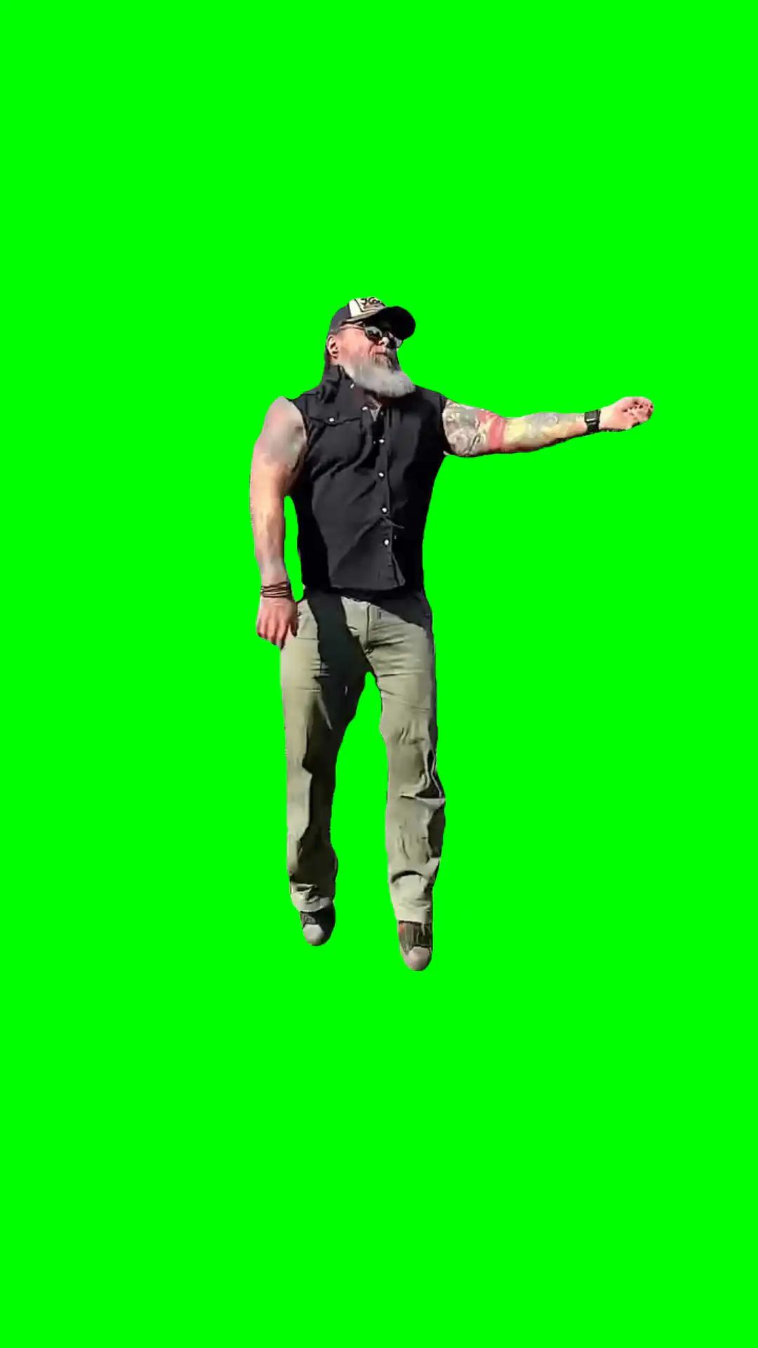 Man flying stop motion meme Green Screen
