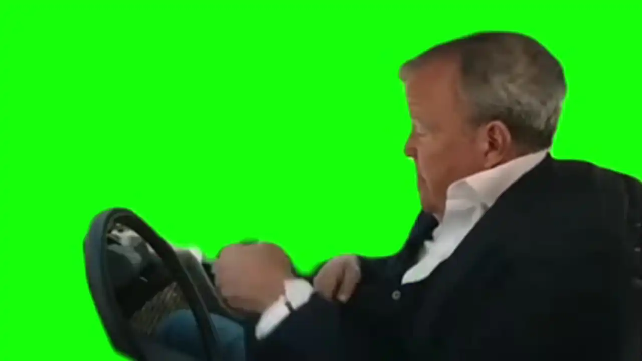 Man jumping out of moving car Green Screen