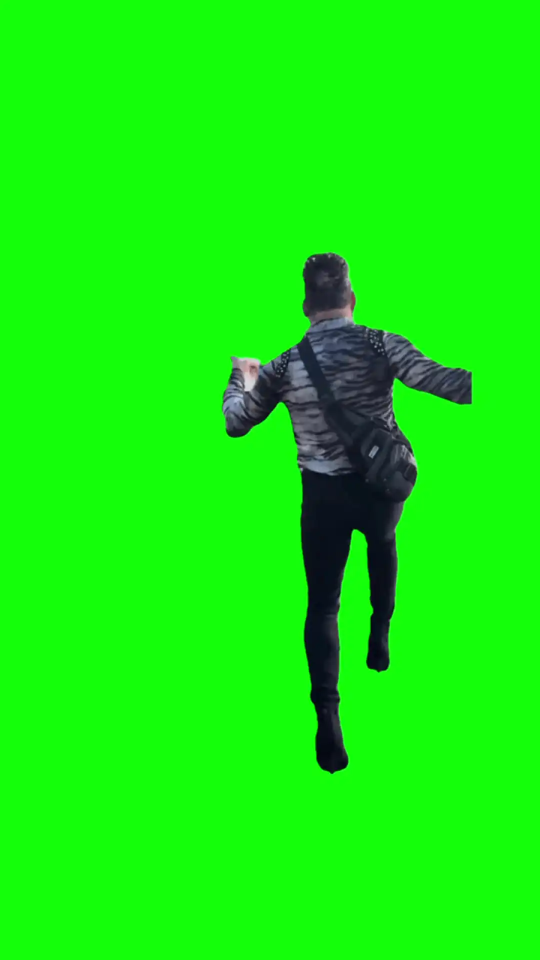 Man running in high heels green screen
