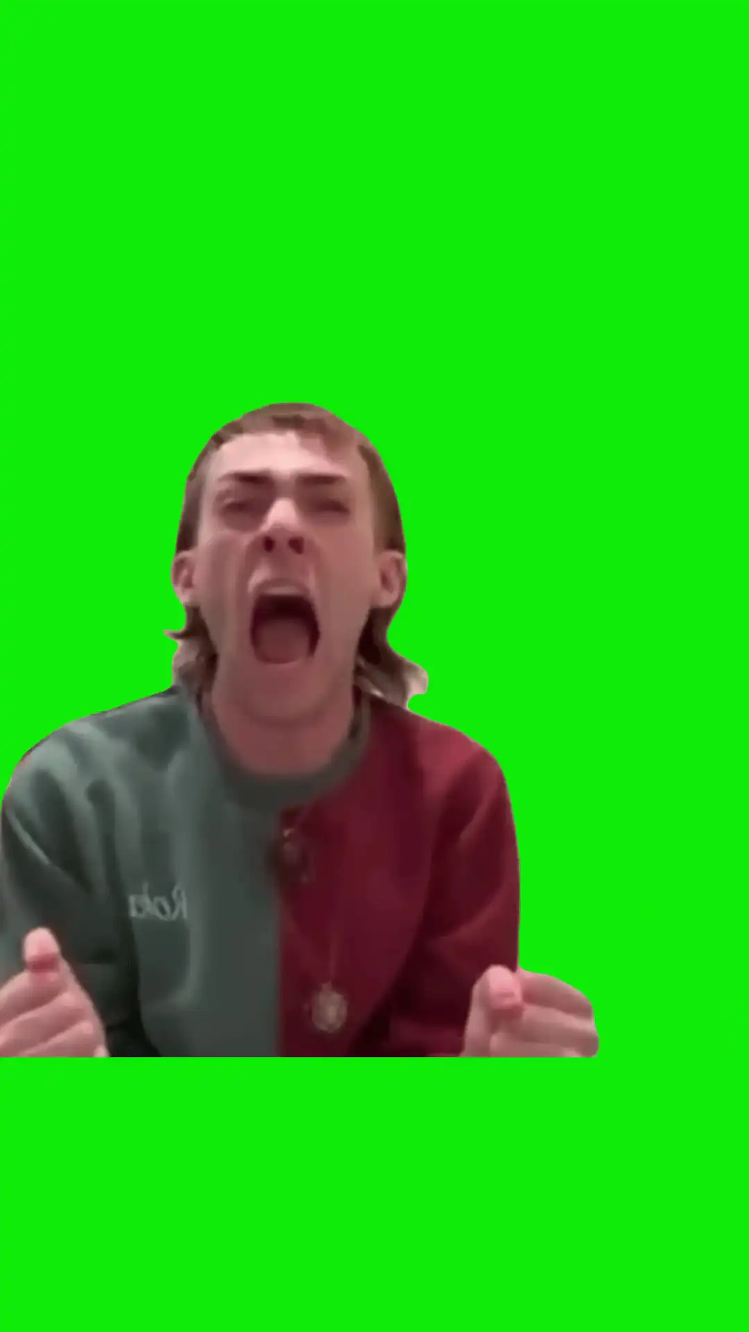 Man Screaming WTF Rock Remix Meme Green Screen